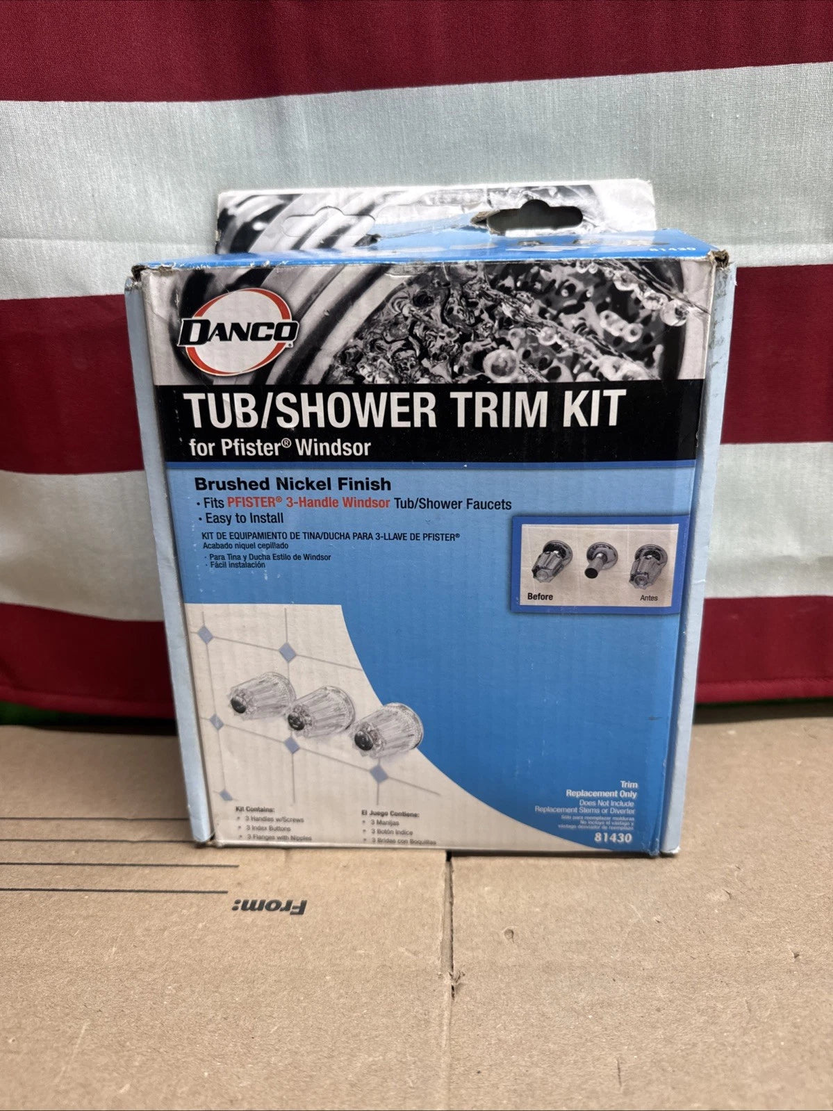 Danco 81430 Pfister Windsor Tub / Shower Trim Kit, Brushed Nickel NEW OPEN BOX