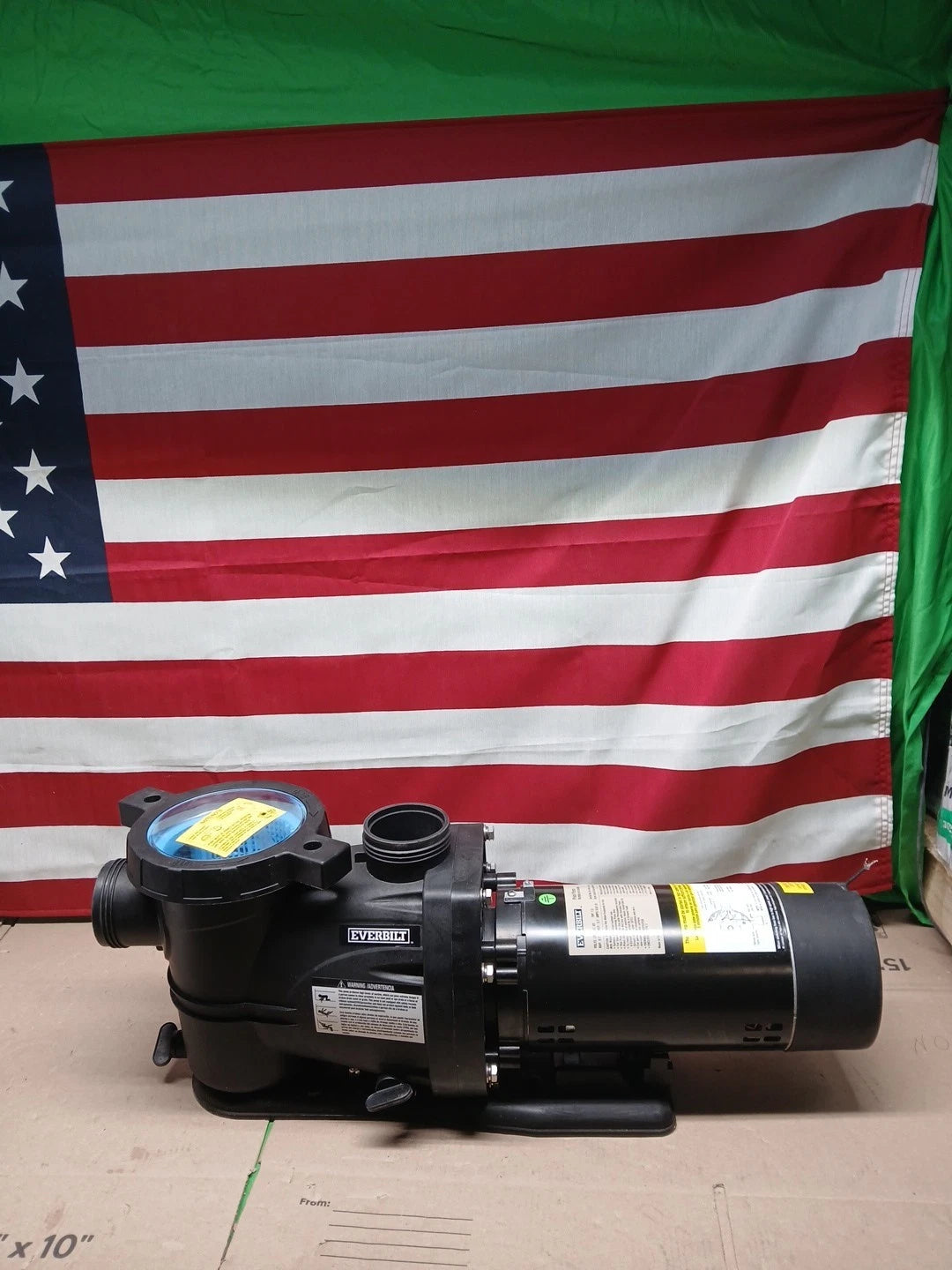 Everbilt Pool Pump Fan-Cooled Motor 1.5 HP 230V Has Unions...