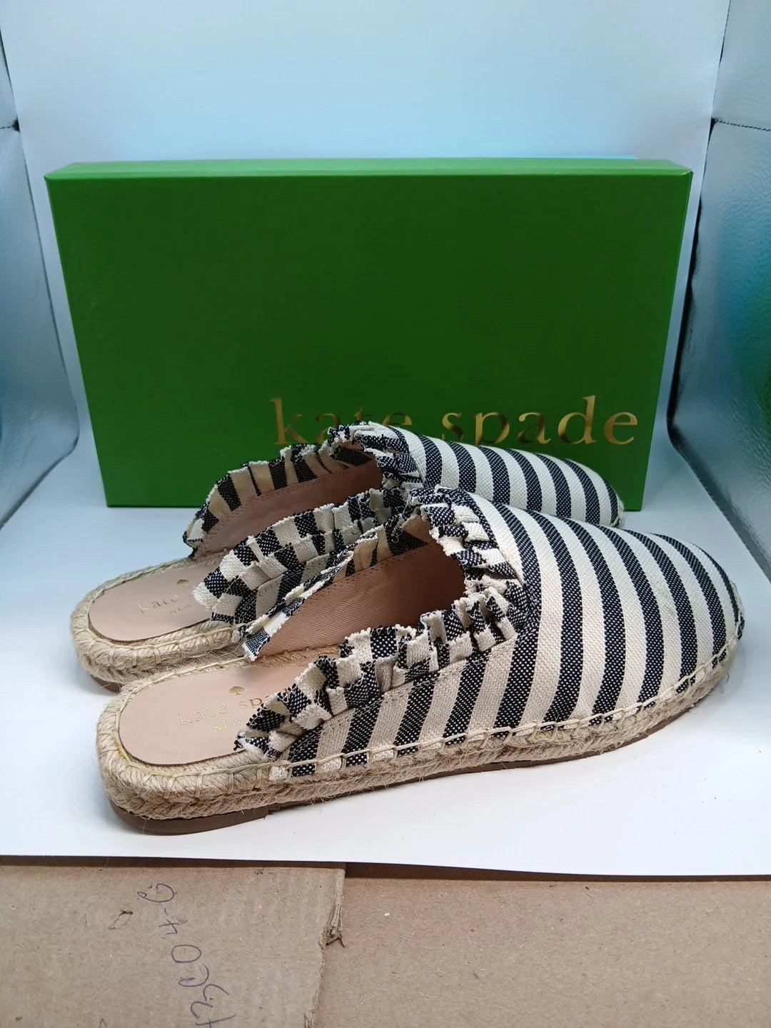 KATE SPADE WOMENS BLUE STRIPED CANVAS SLIP ON SHOE Size 9.5