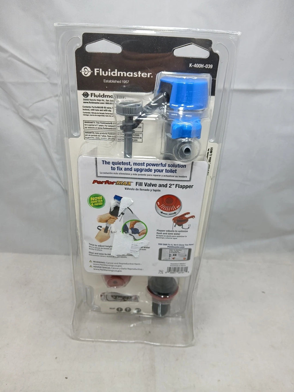 14PK Fluidmaster Performax Universal Toilet Fill Valve And FlapperKit K-400H-039