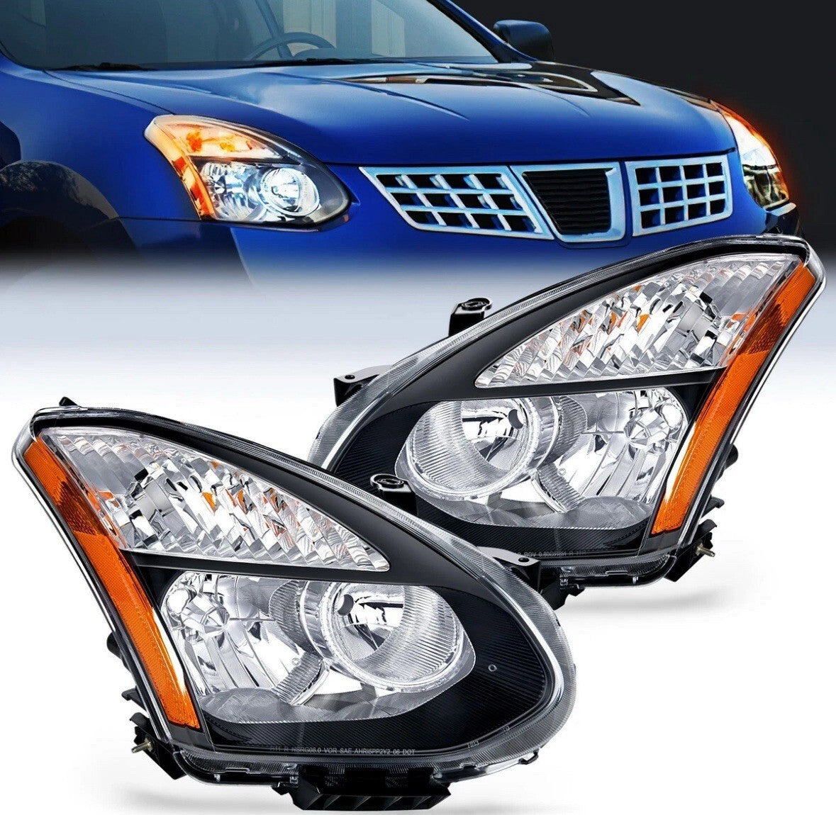 Nilight Headlight Assembly Compatible with 2008-2013 Nissan Rogue Headlamps