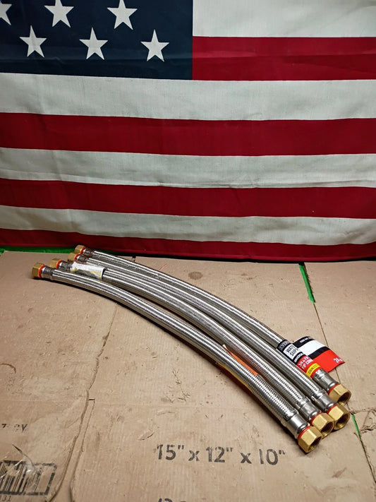 4pk 3/4 in. FIP x 3/4 in. FIP x 24 in. Stainless Steel Water Heater Supply Line