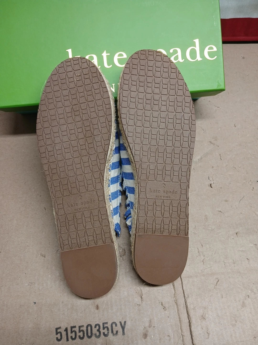 Kate Spade Size 9.5 Blue Cream Striped Canvas.