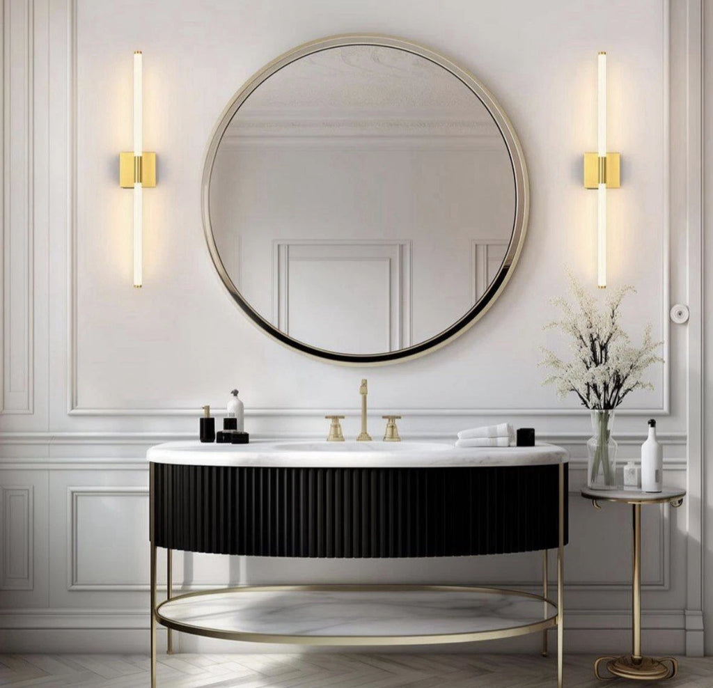 24 in. Brushed Gold Battery Operated Wall Sconce (Set of 2)360° Rotatable(Read⬇️