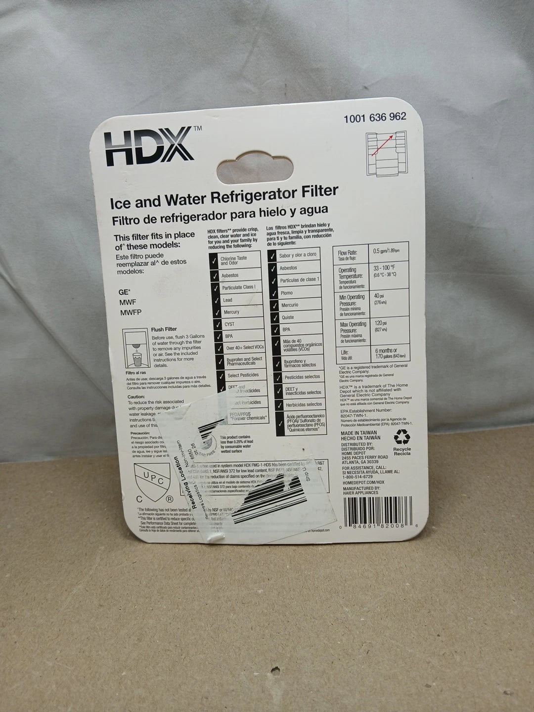 HDX HDX1PKDS0 Refrigerator Water Filter for GE Appliances