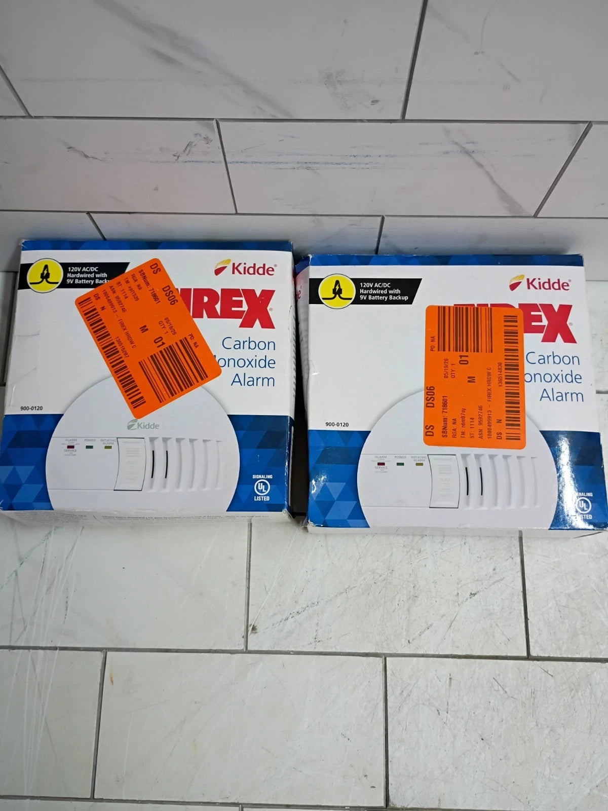 2pk Kidde Firex Hardwired Carbon Monoxide Detector w/LED, 9V Backup Battery OB