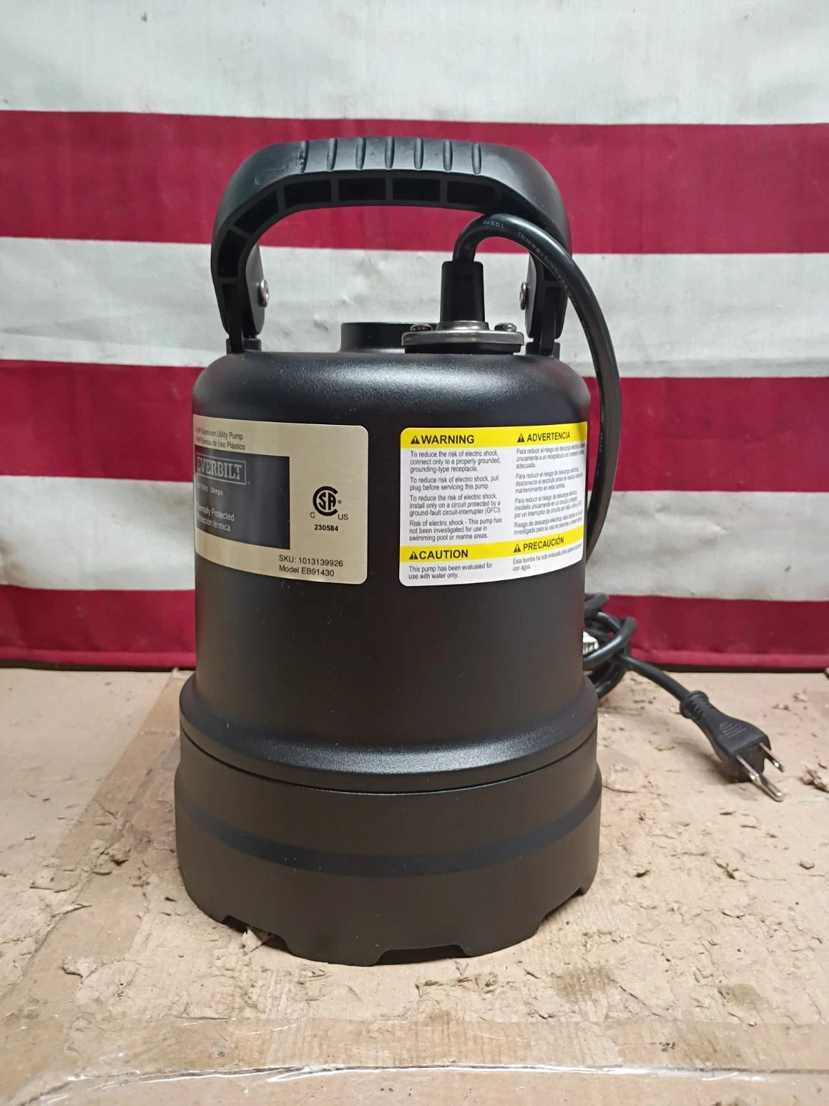 Everbilt EB91430 1/3 HP Submersible Aluminum Utility Pump, Open Box,