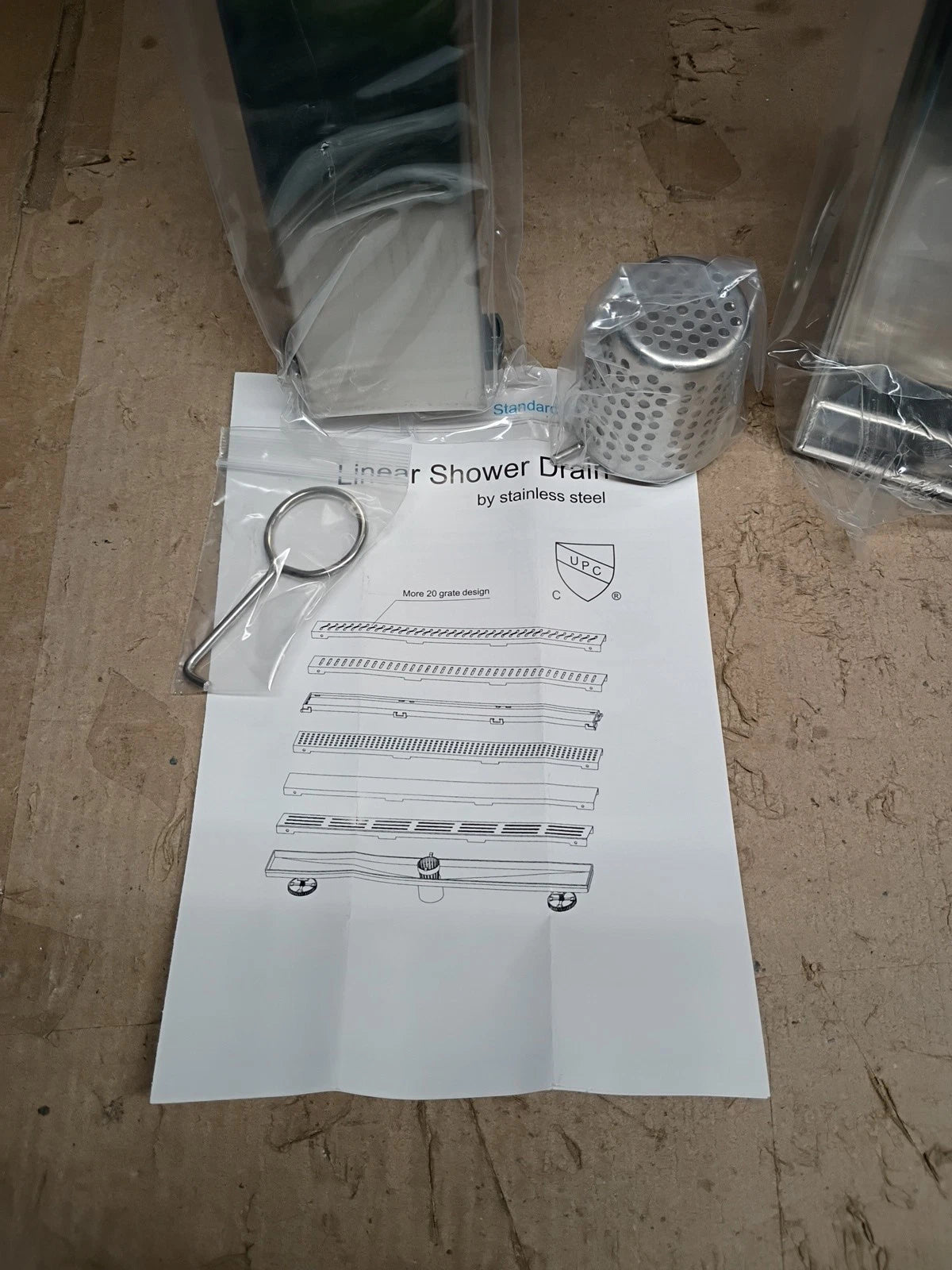 New Mediterraneo Linear Shower Drain Dual Design Stainless Steel 27" ZAD-27C