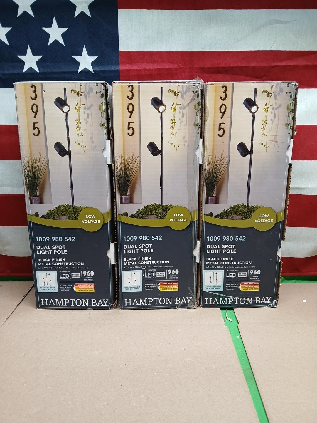 LOT Of 3 960 Lumen Low Voltage Black LED Outdoor Spotlight with 2 Adjustable