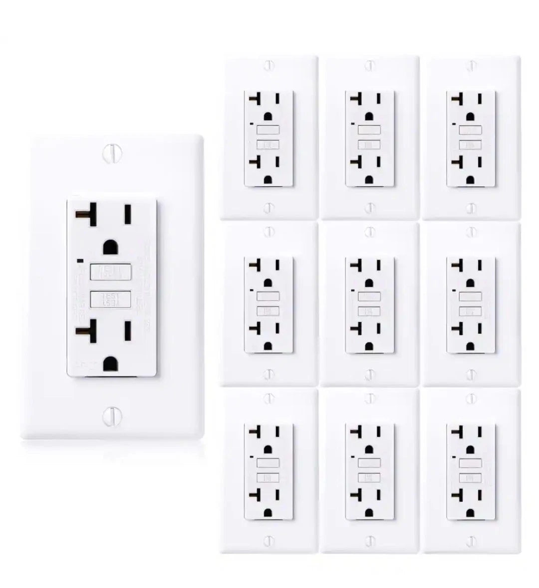 10pck Faith GLS-20A-WH-10 20Amp 125Volt GFCI Outlet GFI Receptacle