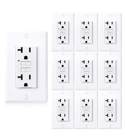 10pck Faith GLS-20A-WH-10 20Amp 125Volt GFCI Outlet GFI Receptacle