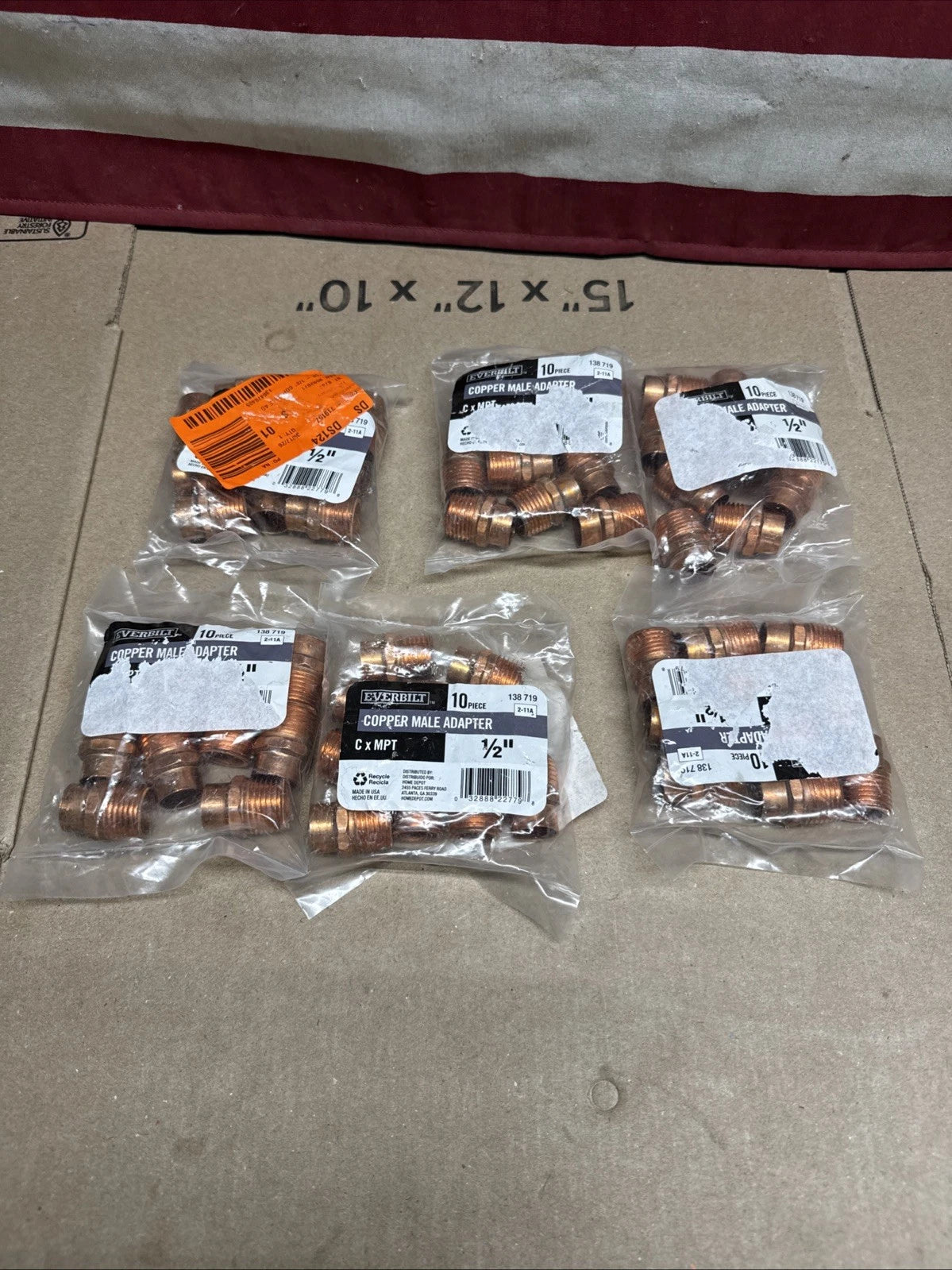 6X10 Everbilt 1/2 in. Copper Cup x MIP Male Pressure Adapter (10-pack Each)