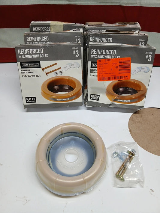 7PK Everbilt #3 Wax Ring Kit For Toilet Seal-Bolts Included
