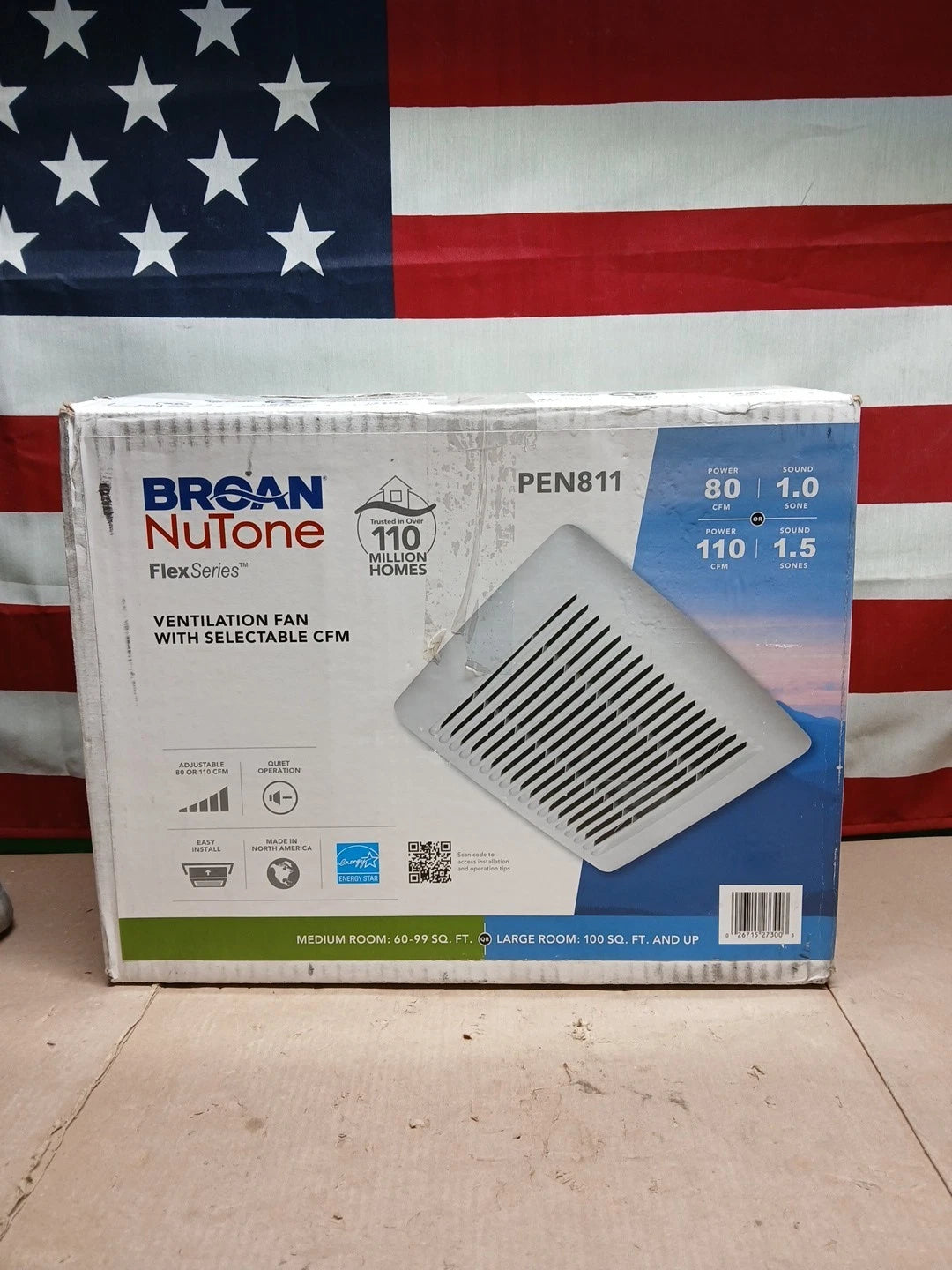 Broan-NuTone Flex Series Bathroom Ceiling Exhaust Fan 80-110 CFM Energy Star