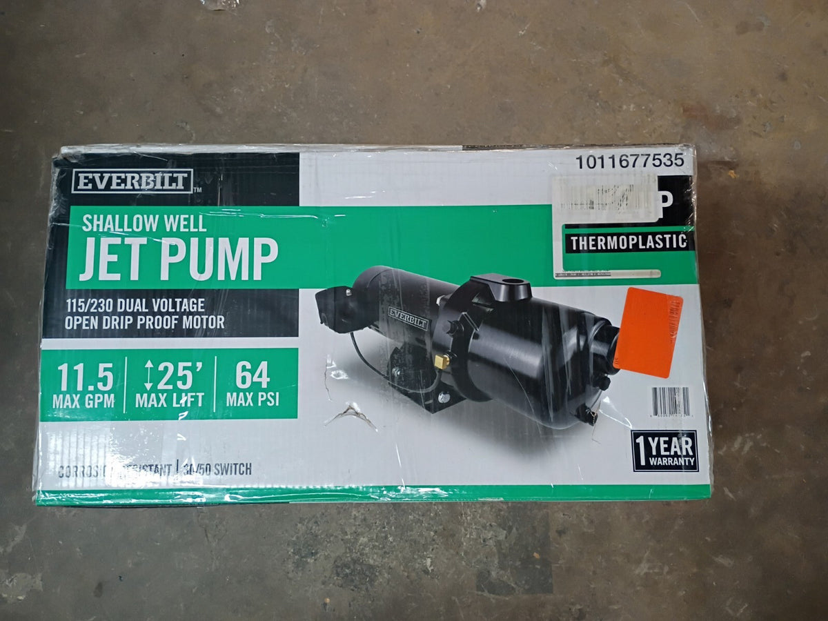 Everbilt HDSWH5P 1/2 HP Plastic Shallow Well Jet Pump New Open Box
