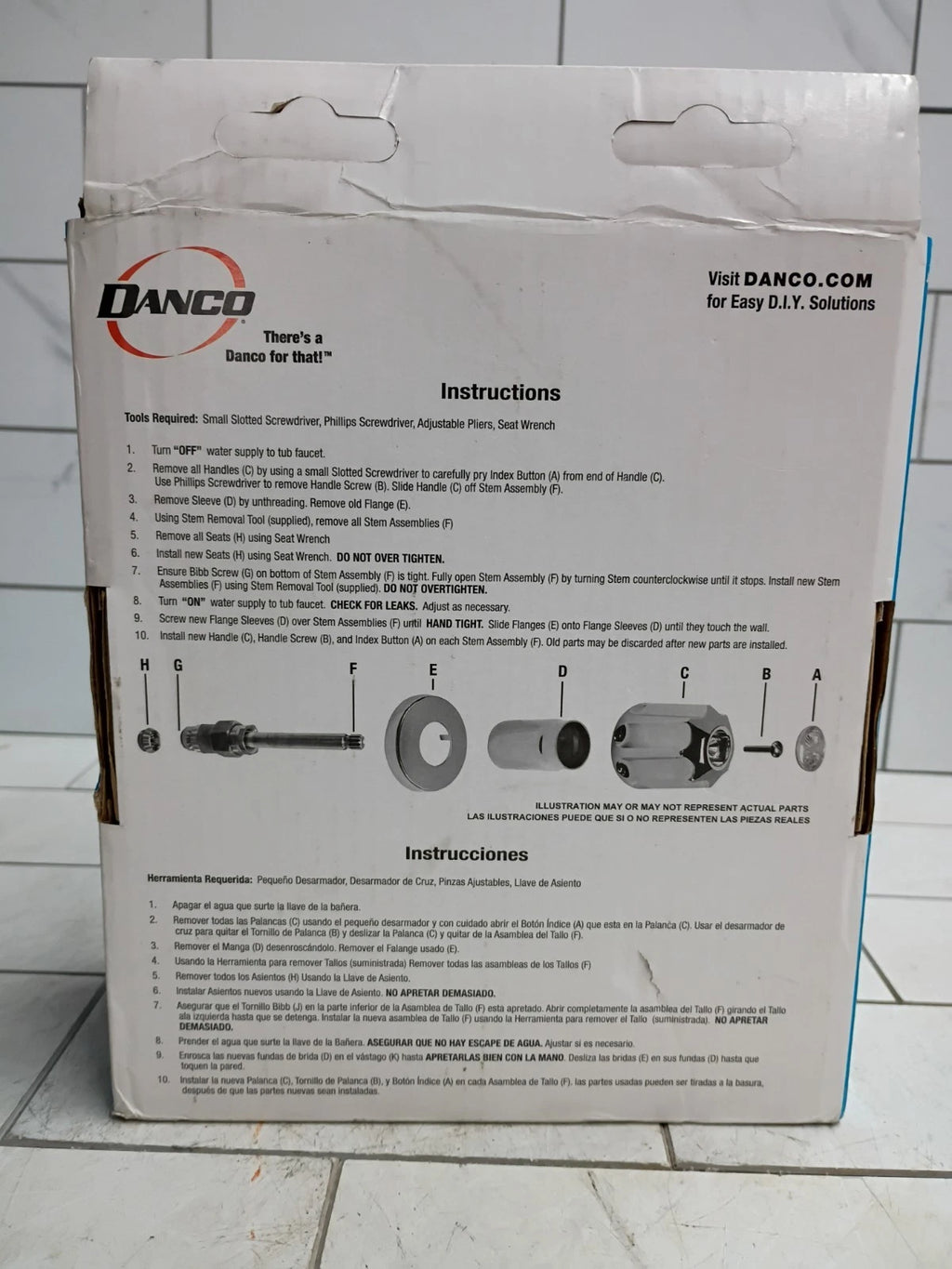 Danco 39620 Tub & Shower Trim Kit for Sayco Faucets 3-Handle Chrome Open Box