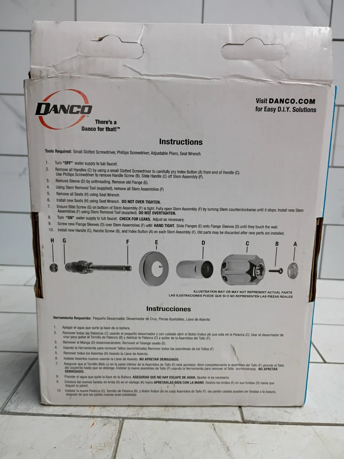 Danco 39620 Tub & Shower Trim Kit for Sayco Faucets 3-Handle Chrome Open Box