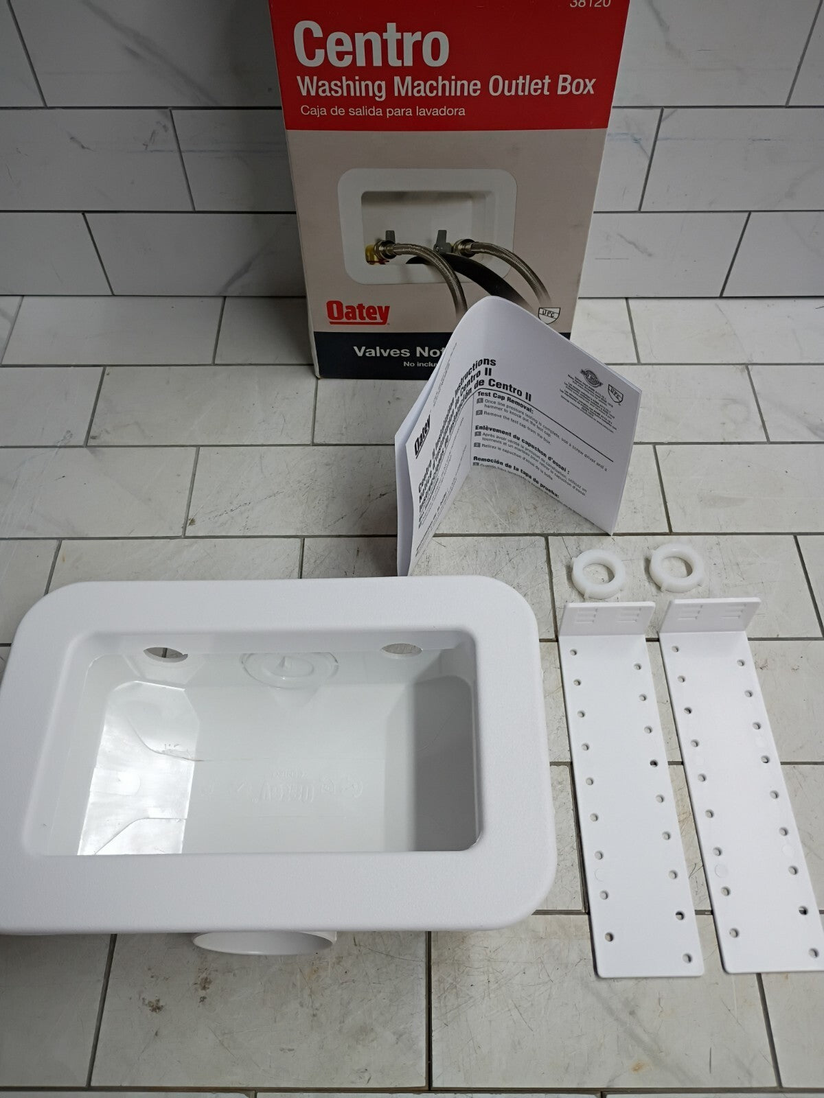 Oatey Centro Washing Machine Outlet Box Face Plate Brackets Fittings 38120--OB