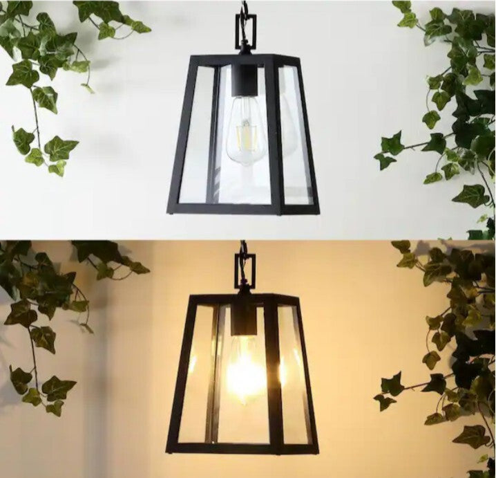 Glendale 6.75 in. 1-Light Black/Clear Outdoor LED Pendant Farmhouse Open Box