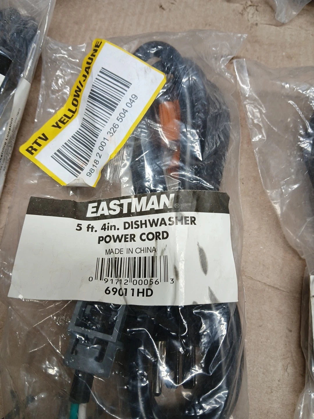 (15 Pack) 2 Pk HD 69011HD 5 ft 4 in 3-Wire Universal Dishwasher Power Cord Black