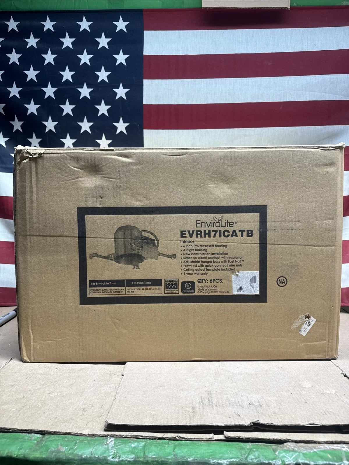 6 Pack EnviroLite 6 in. IC Rated LED New Construction Recessed Housing.