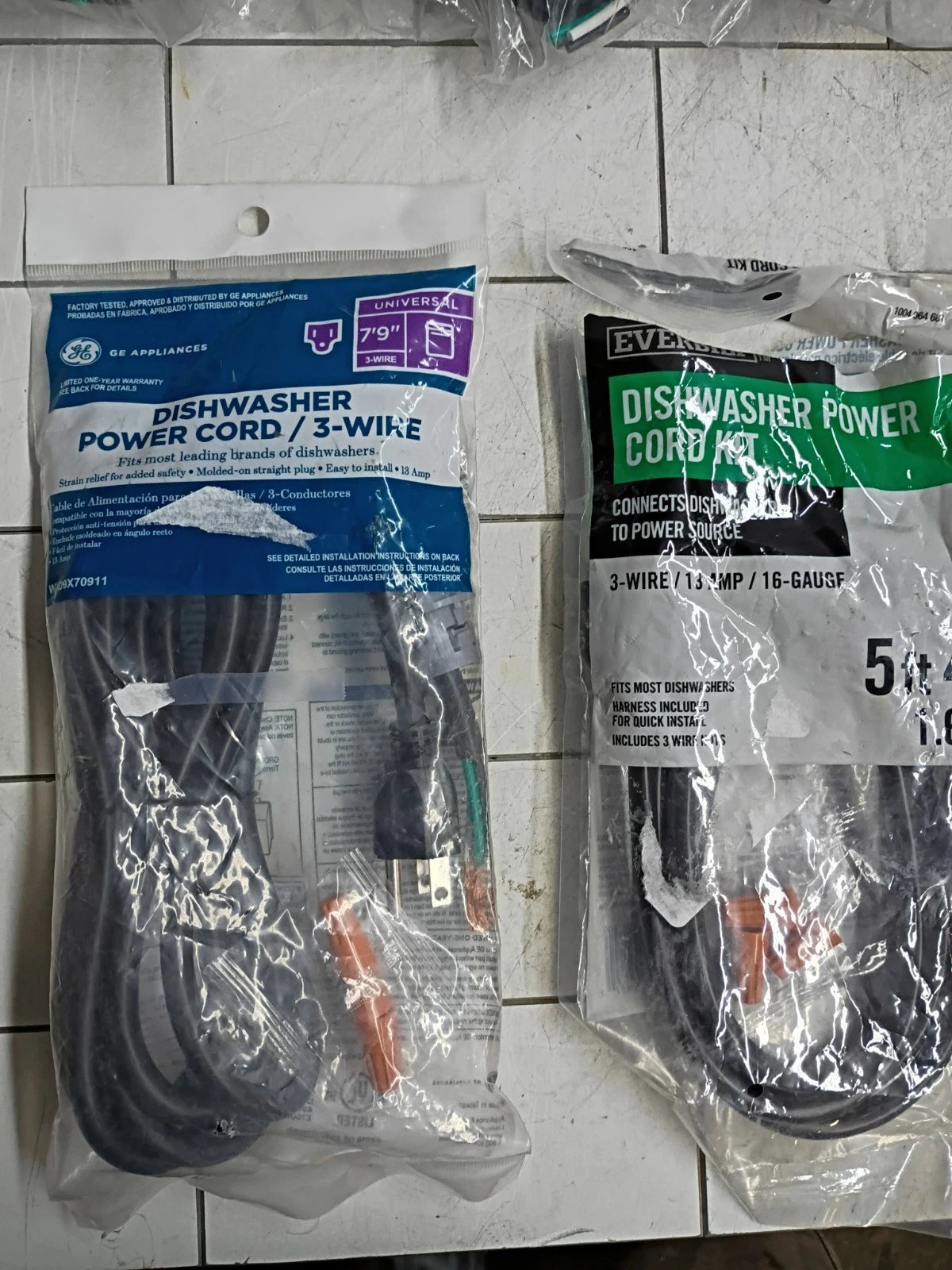 13pk 5 ft 4 Inches Dishwasher Power Cord 3-Wire /13 Amp/16 GA. Open Box, Read