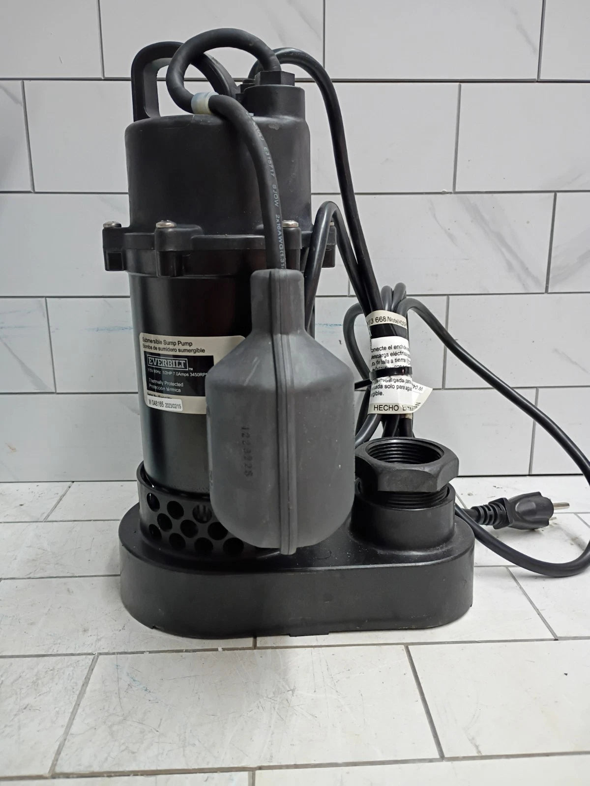 Everbilt HDSP50W 1/2 HP Submersible Aluminum Sump Pump with Tethered Switch OB