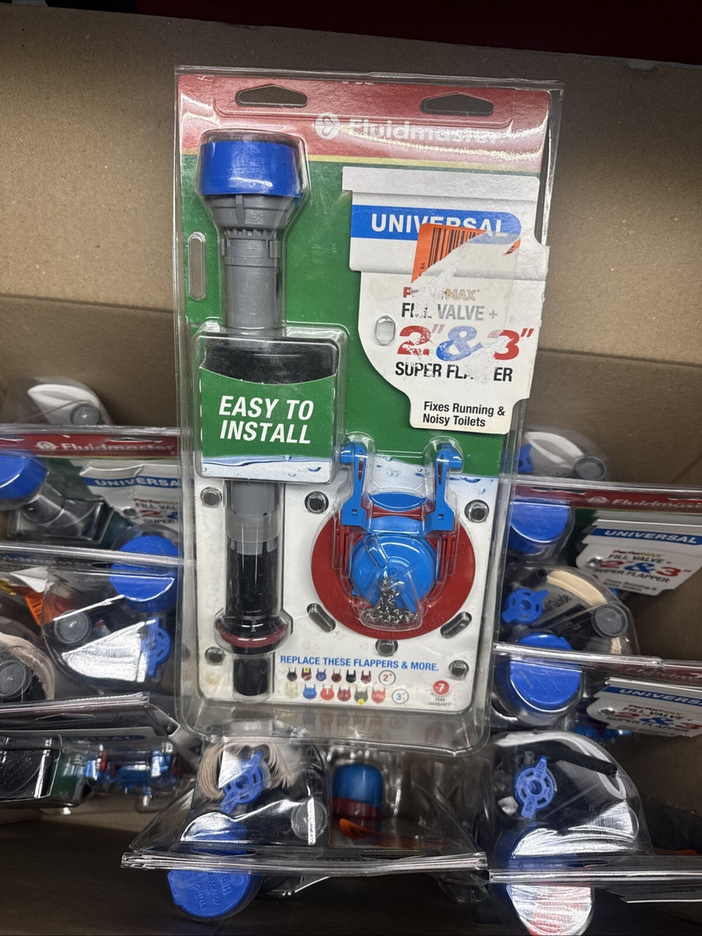 9pck Fluidmaster Fill Valve + 2” & 3” Super Flapper Kit K-400H-043 OPEN BOX