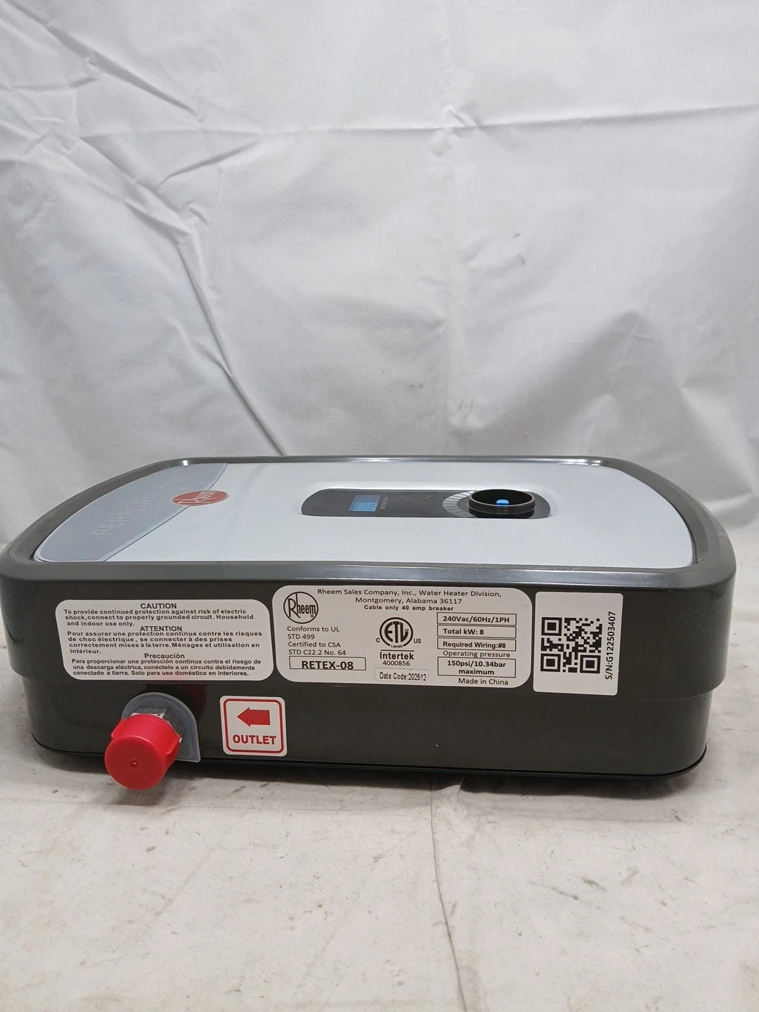 Rheem RETEX-08 Electric Tankless Water Heater Open Box