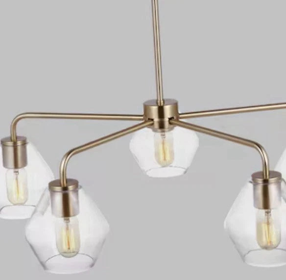 Generation Lighting Jett 5 -Light Satin Brass Clear glass Steel Chandelier