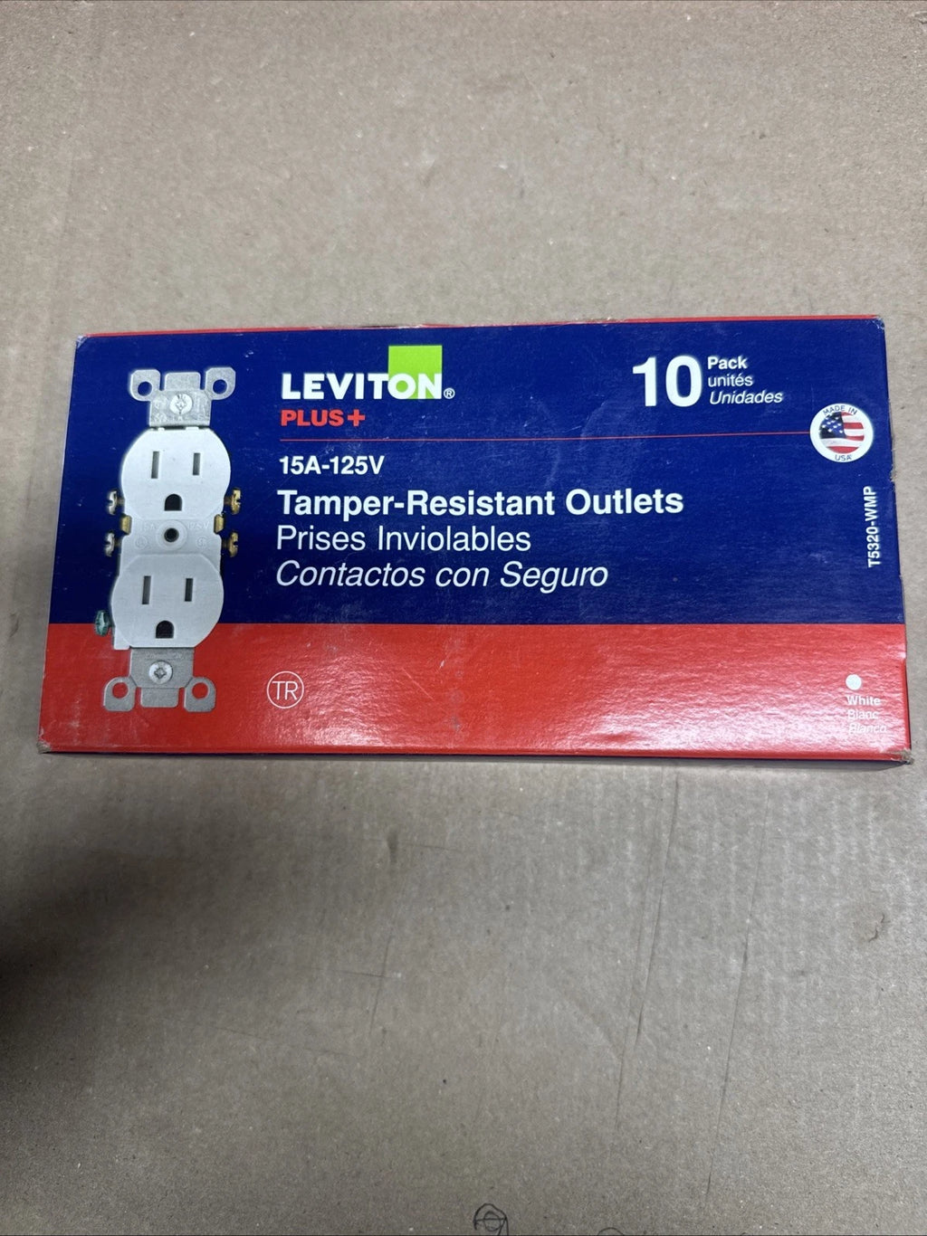 Lot of 4 Leviton Plus 10 White Tamper-Resistant Outlet T5320-WMP - New
