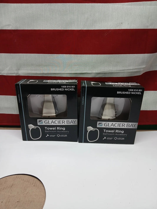 2pck Glacier Bay Calandine Towel Ring Brushed Nickel