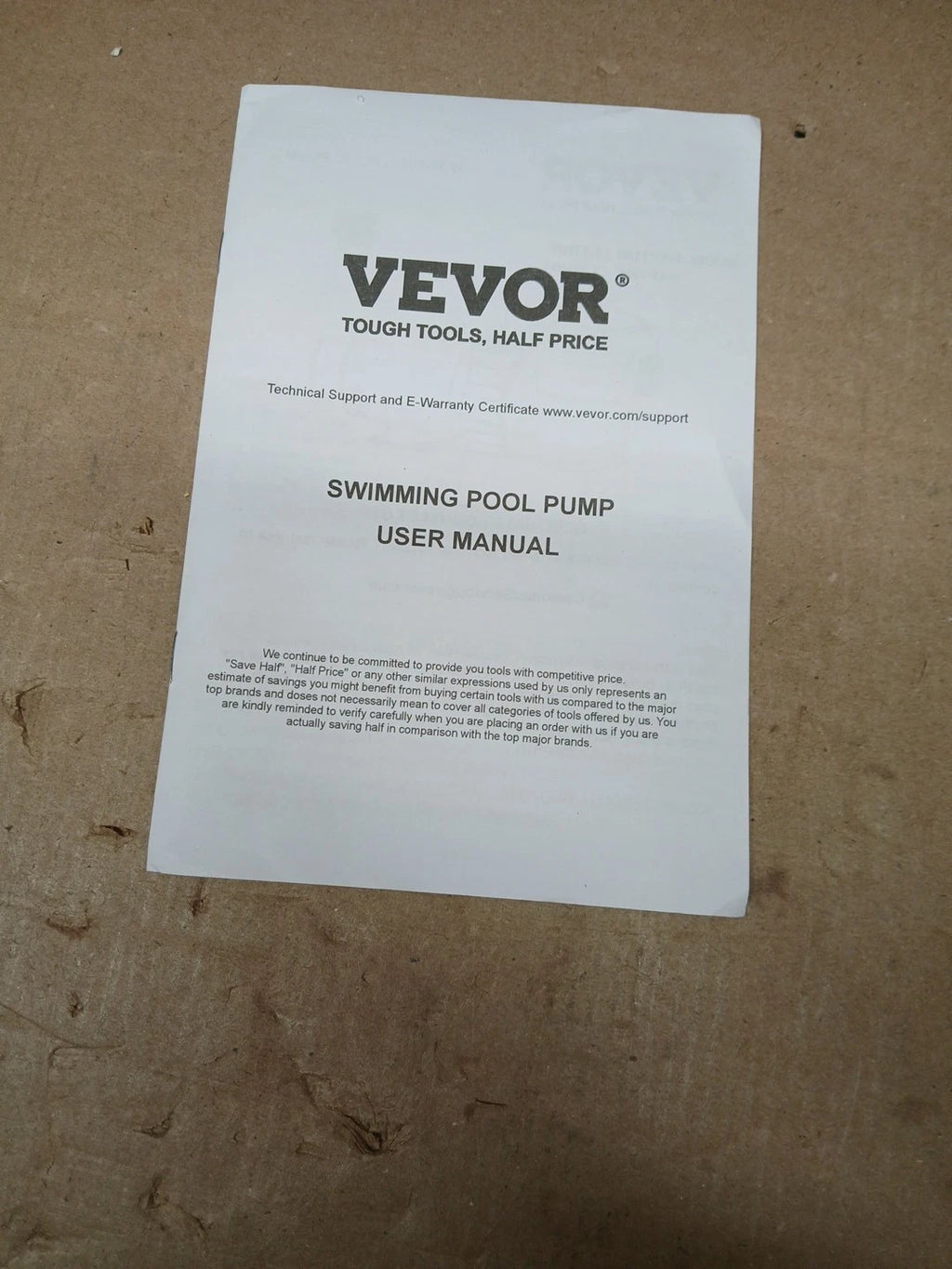 VEVOR Swimming Pool Pump 2.0HP 115V 1500W, Single Speed Pump