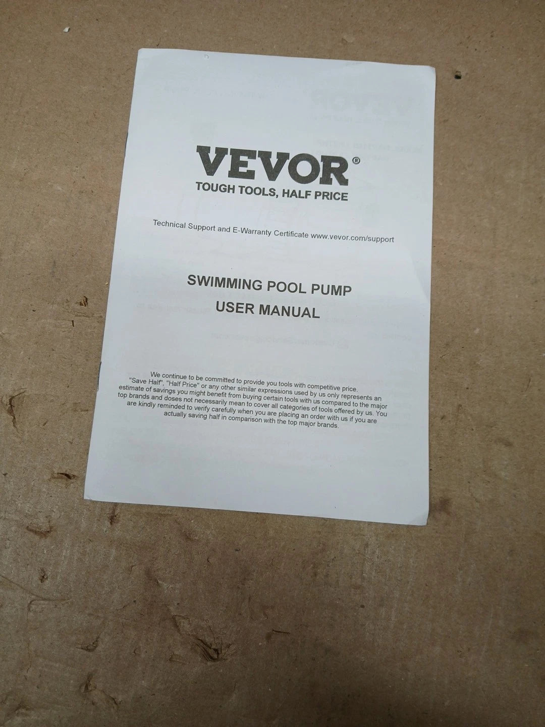 VEVOR Swimming Pool Pump 2.0HP 115V 1500W, Single Speed Pump