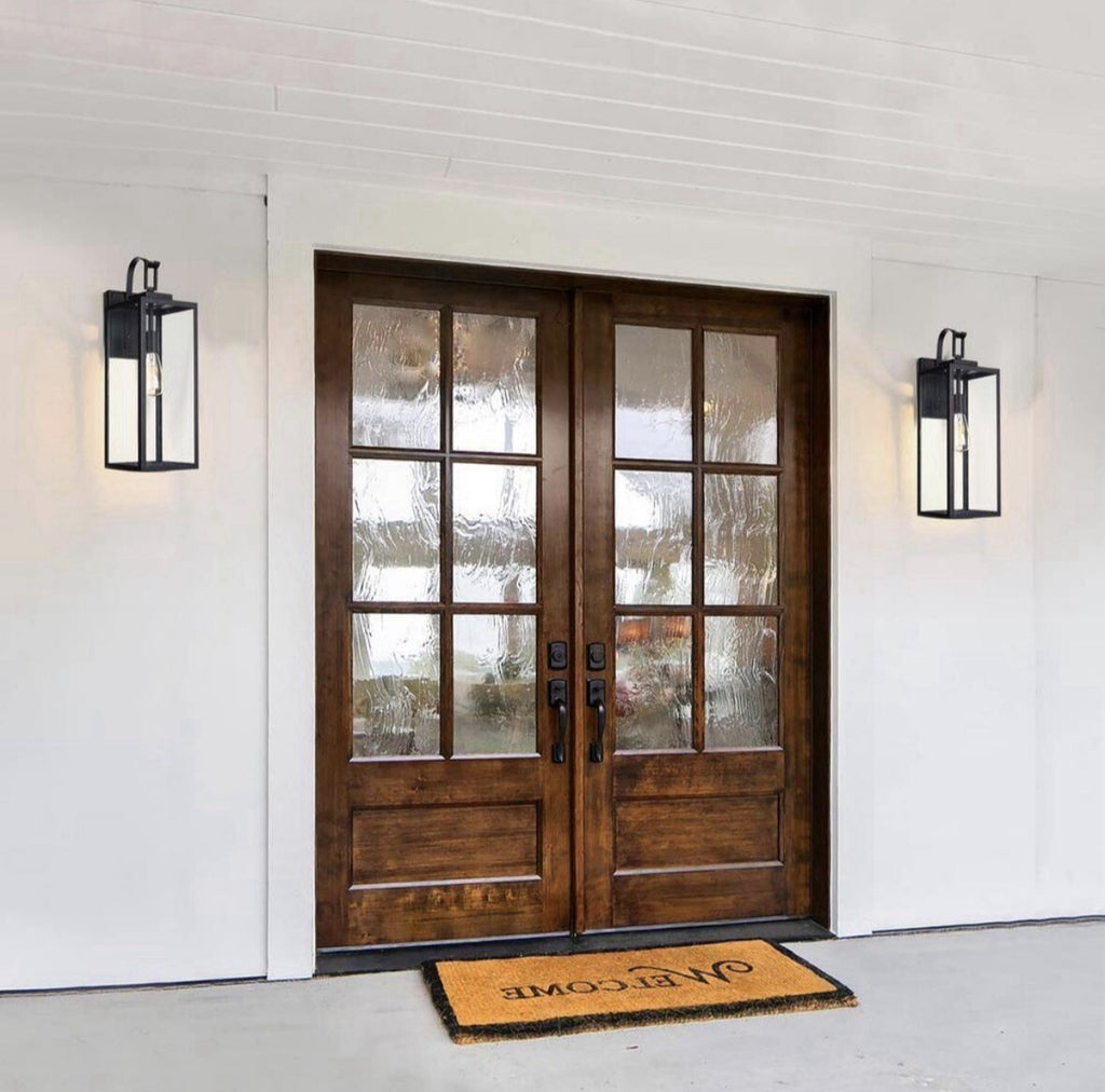 2PK Foothill 22.6 in. 1-Light Matte Black Outdoor Wall Lantern Sconce With…
