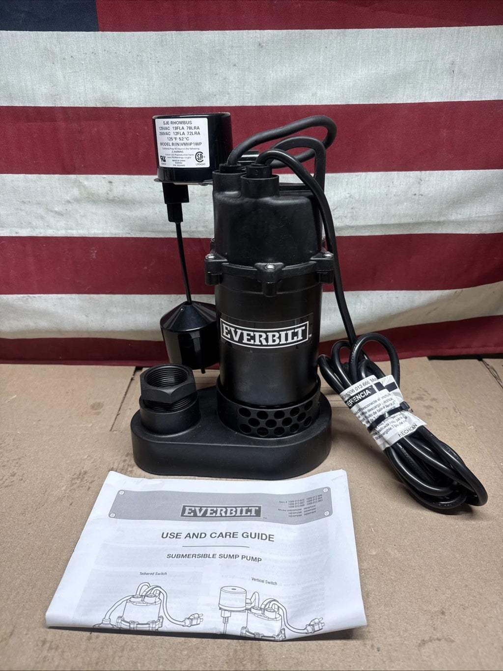 Everbilt HDSP25V 1/4 HP Aluminum Submersible Sump Pump Vertical Switch Open Box