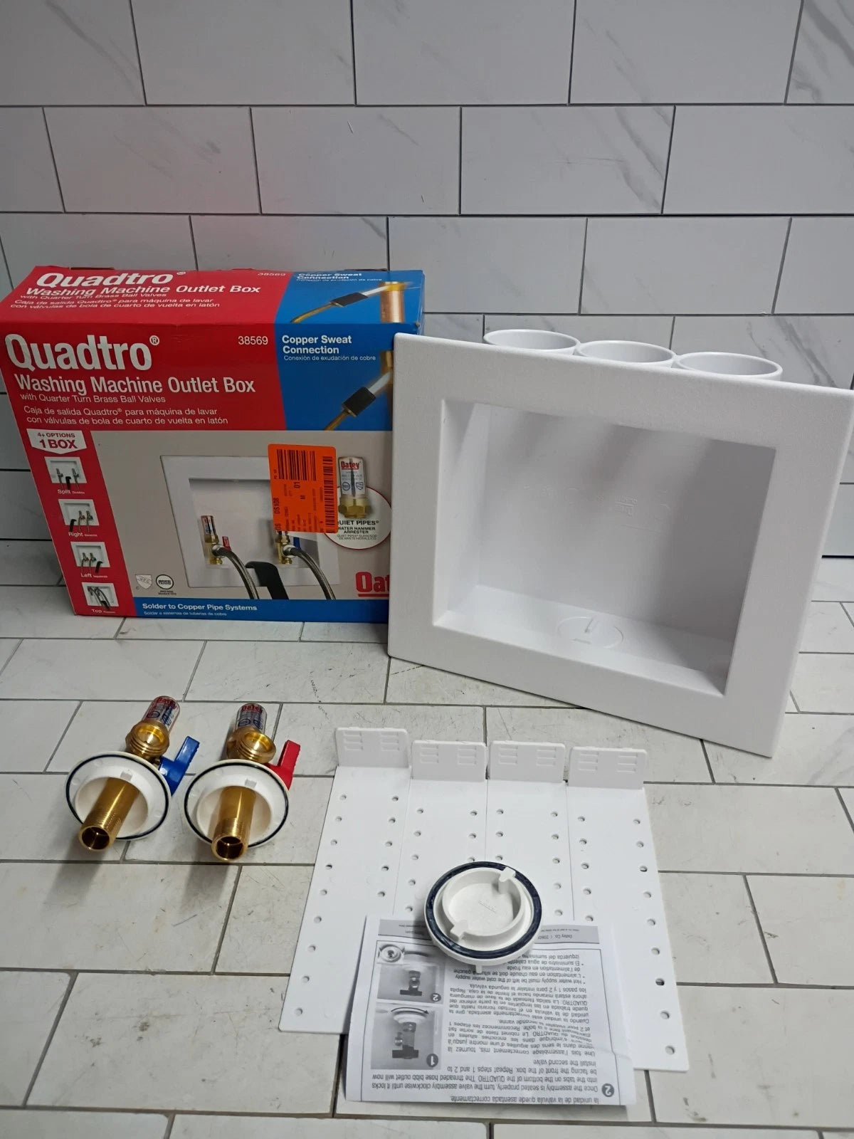 Sweat Connection Washing Machine Outlet Box Water Hammer Arresters 1/4" Turn OB.
