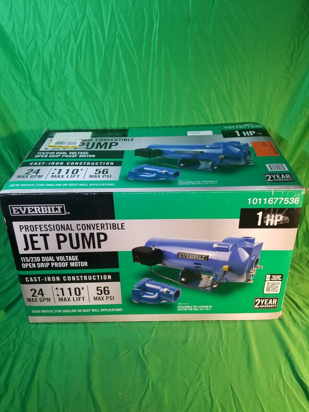Everbilt 1 HP Professional Convertible Jet Pump *for Parts* Read Description**