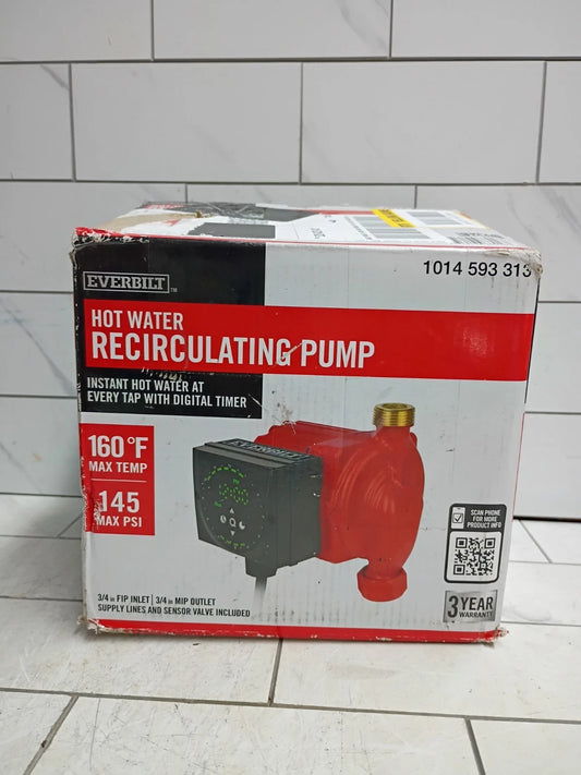 Everbilt Hot Water Recirculation Pump ~ Fully Programmable HDRCIRP Open Box READ