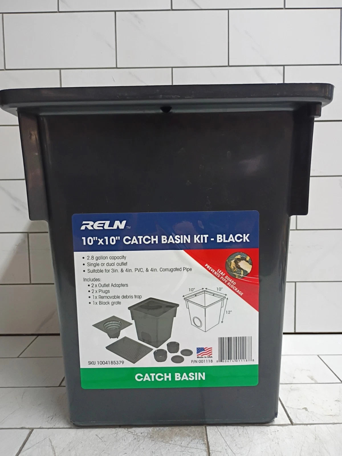 RELN 001118 10 in. x 10 in. x 11.2 in. Catch Basin Kit 2.8 Gallon New Open Box