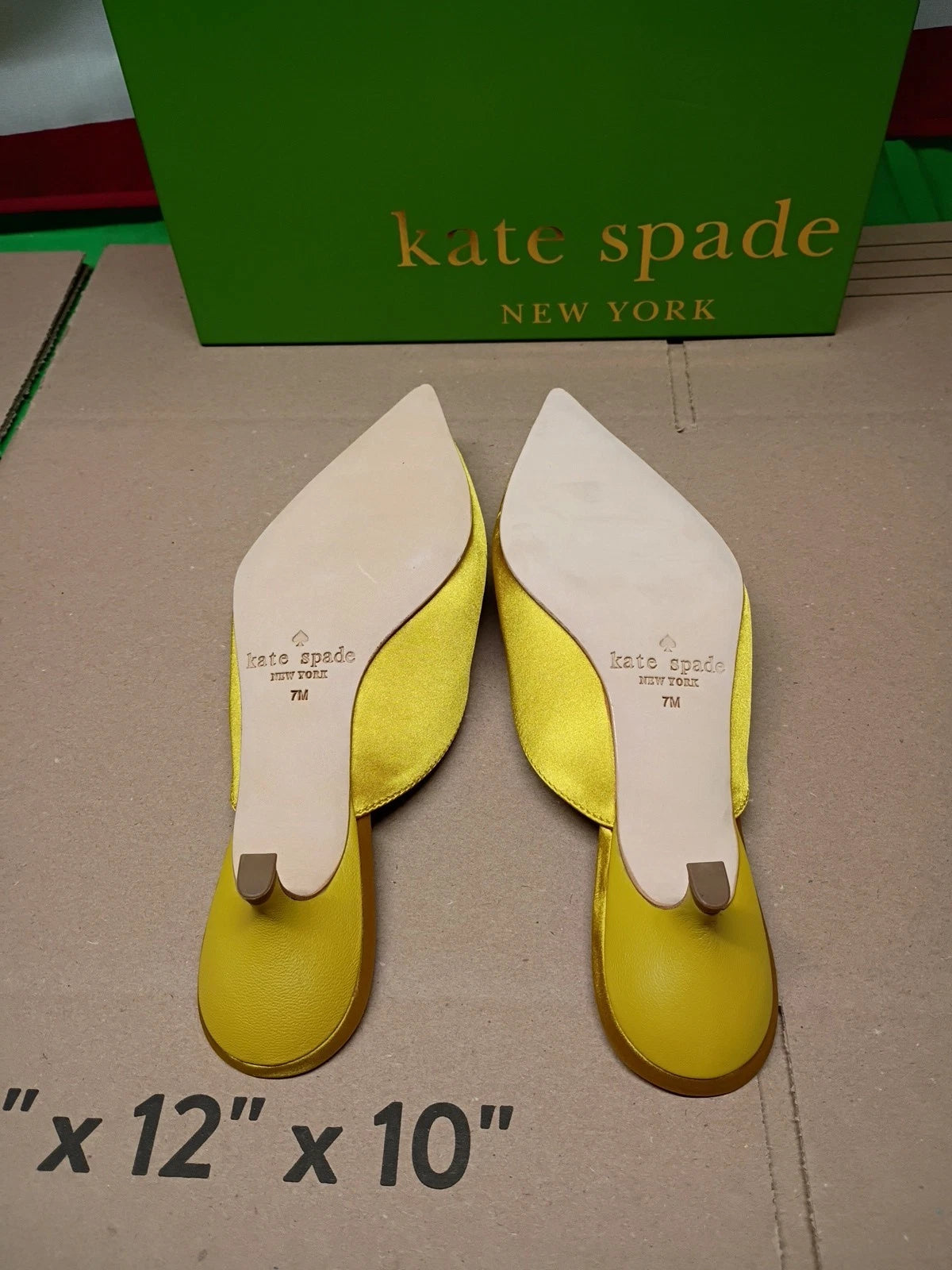 Kate Spade Darlene Roasted Maize Yellow Satin Kitten Heels in size 7M