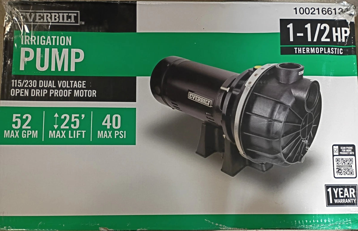HDLS15P Everbilt Lawn Irrigation Pump Plastic 1-1/2HP Open Box