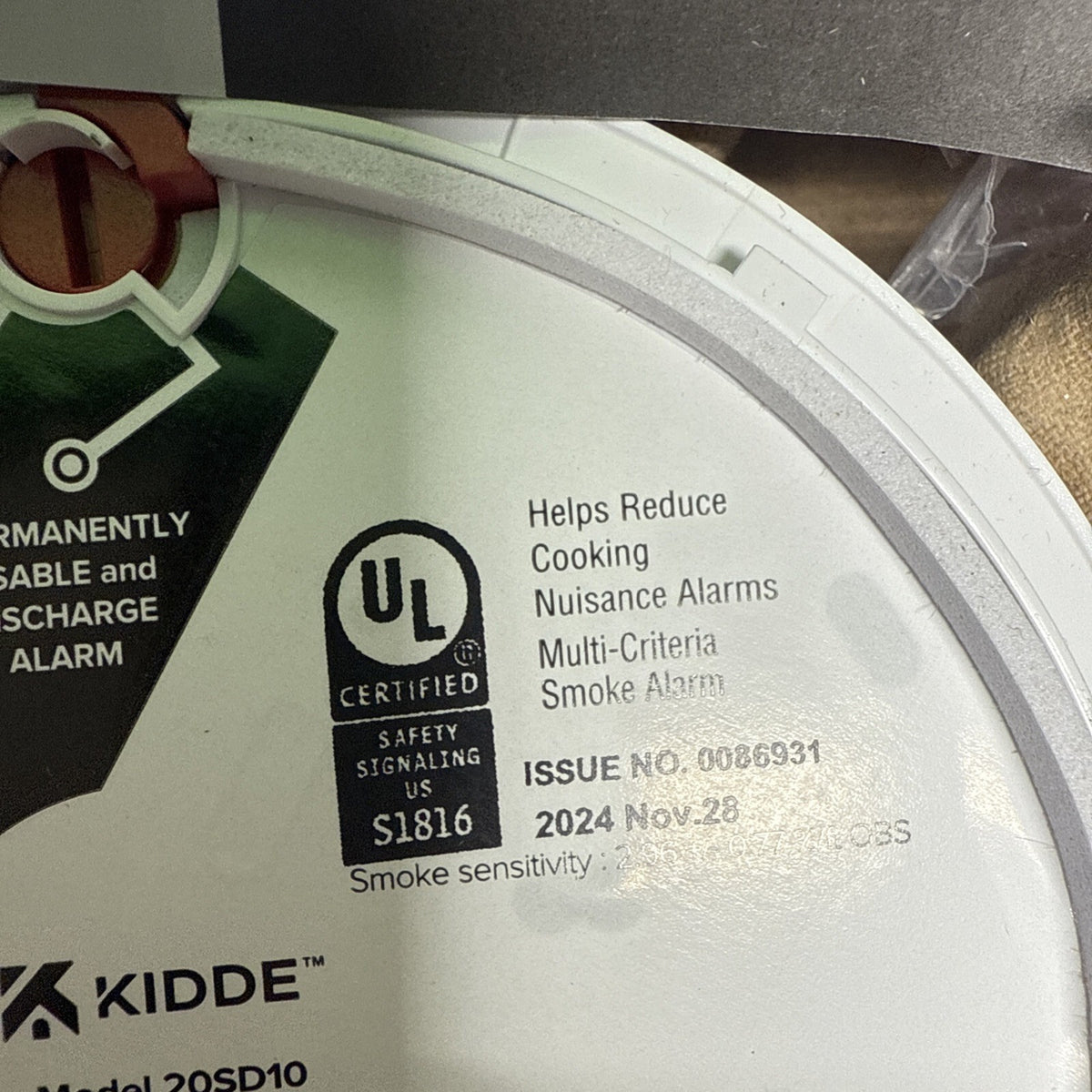 Kidde Smoke Detector 10 Year Battery Powered LED Warning Light Indicators 20SD10