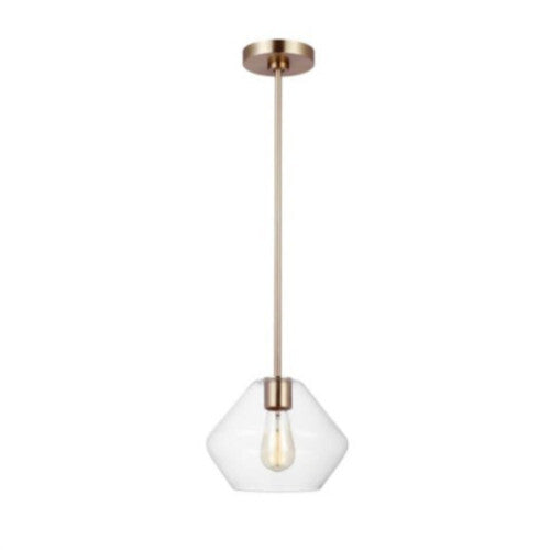 Generation Lighting Jett 1-Light Satin Brass Shaded Pendant Light Open Box