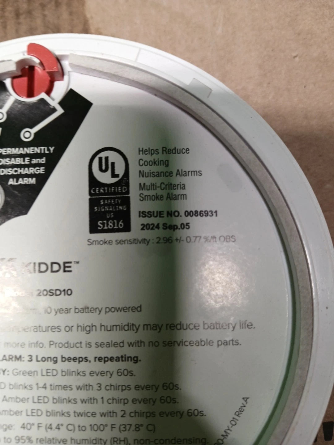 2 PACK Kidde Smoke Detector 10-Year Battery Powered LED Warning Light 20SD10