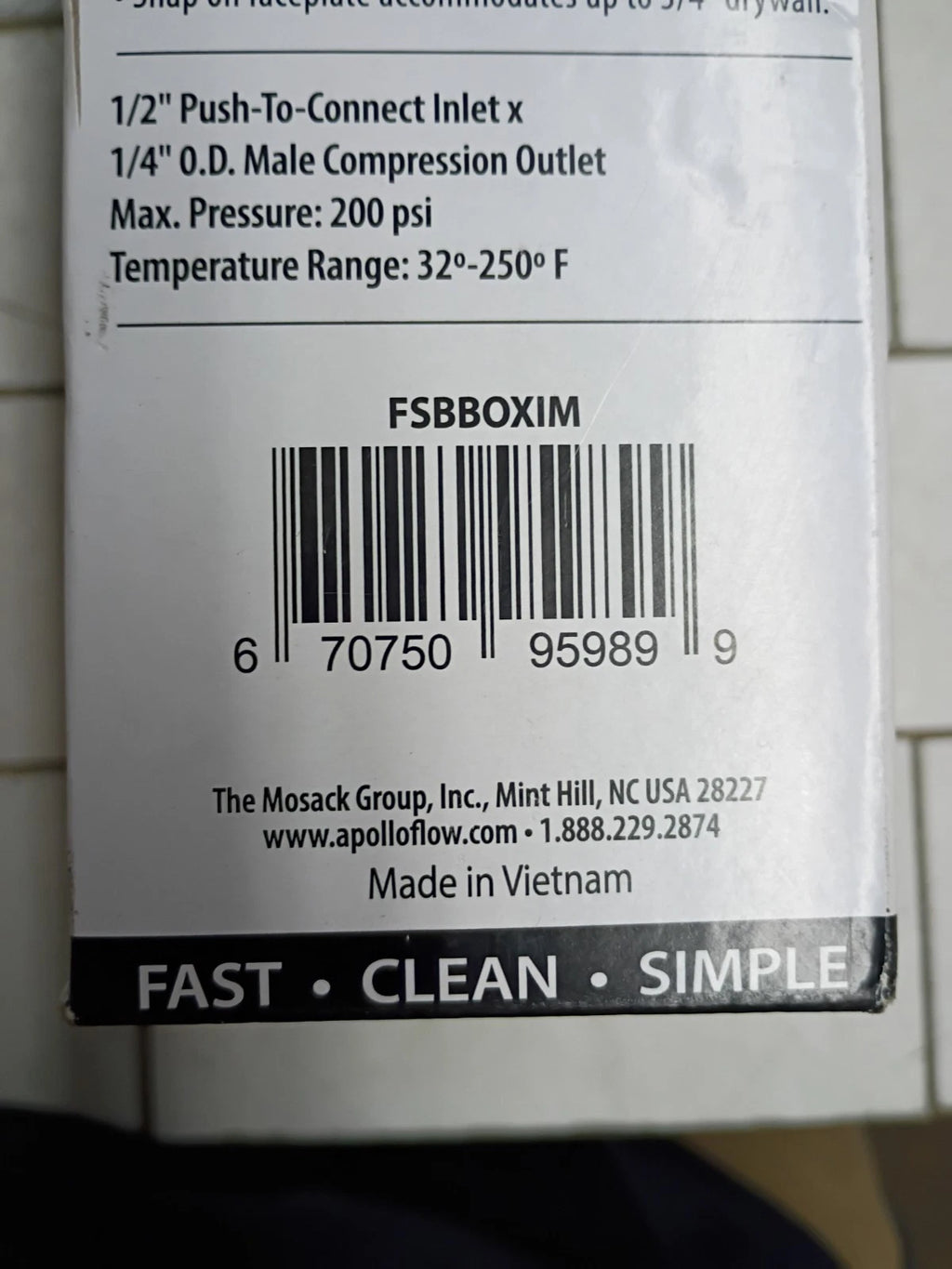 TECTITE FSBBOXIM 1/2 IN. BRASS PUSH-TO-CONNECT ICE MAKER OUTLET BOX NEW OPEN BOX