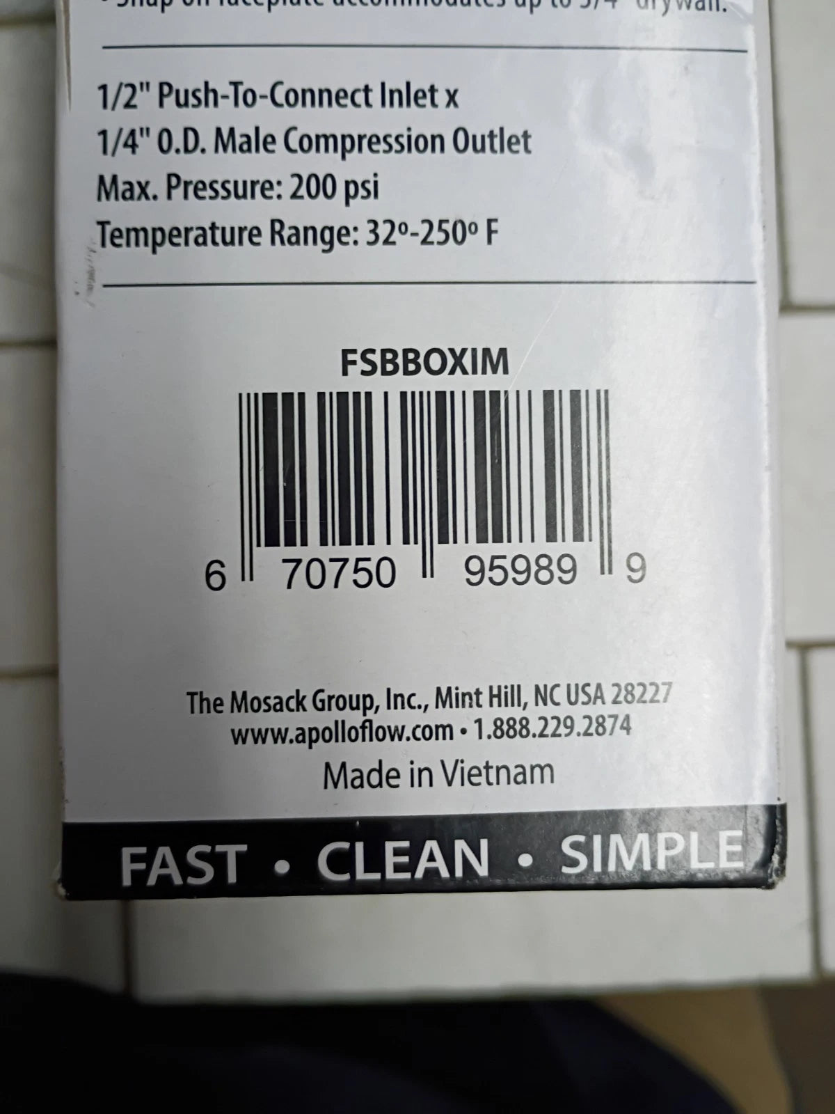 TECTITE FSBBOXIM 1/2 IN. BRASS PUSH-TO-CONNECT ICE MAKER OUTLET BOX NEW OPEN BOX
