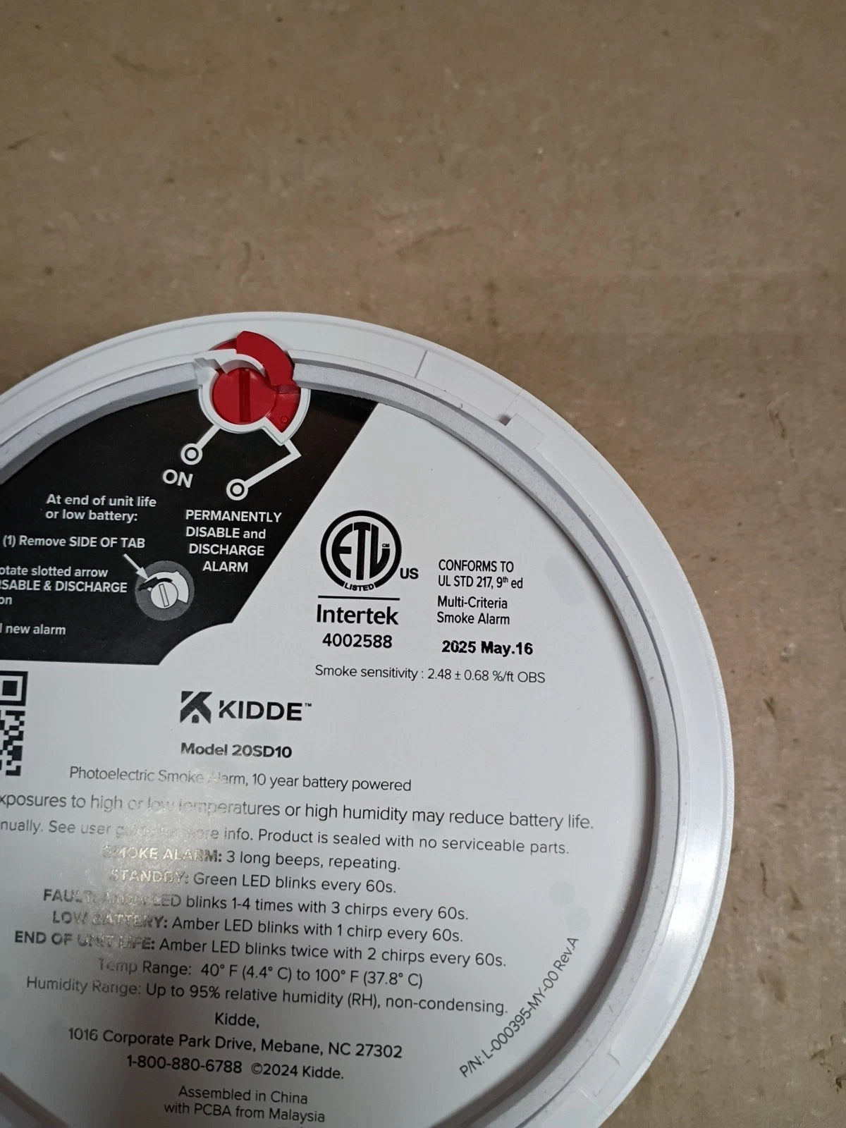 Kidde Smoke Detector Battery Powered LED Warning Light Indicators, 20SD10