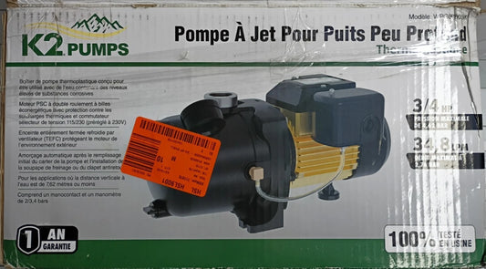 K2 Pumps WPS07503K Shallow Well Jet Pump 3/4 Hp Lead Free Thermoplastic FOR PART