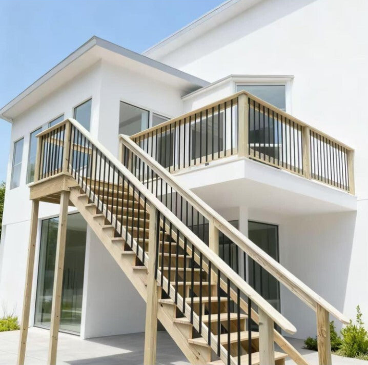 25 Pack 36" Black Aluminum Rectangle Deck Balusters with End Caps&Stainless...